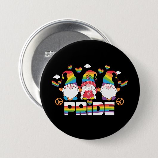 LGBTQ - Stolz - Garten-Gnome - Regenbogenfarbe Button (Vorne & Hinten)