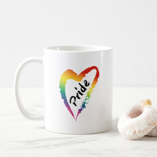 LGBTQ Stolz-Kaffee-Tassen-Regenbogen-Herz Kaffeetasse (Mit Donut)
