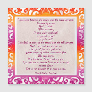 LGBTQ, Stolz, lesbischer Dichter, Amy Lowell 1874- Magnetkarte