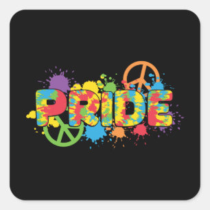 LGBTQ - Stolz - Rainbow Colors Paint Splashes Quadratischer Aufkleber