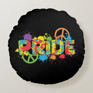 LGBTQ - Stolz - Rainbow Colors Paint Splashes Rundes Kissen