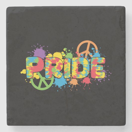 LGBTQ - Stolz - Rainbow Colors Paint Splashes Steinuntersetzer (Vorderseite)