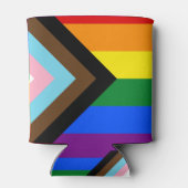 LGBTQ & Stolz - Regenbogen-Fortschrittsflagge Dosenkühler (Rückseite)