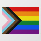 LGBTQ & Stolz - Regenbogen-Fortschrittsflagge Fensteraufkleber (Blatt)
