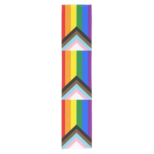 LGBTQ & Stolz - Regenbogen-Fortschrittsflagge Kurzer Tischläufer (Vorderseite)