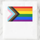 LGBTQ & Stolz - Regenbogen-Fortschrittsflagge Rechteckiger Aufkleber (Tasche)