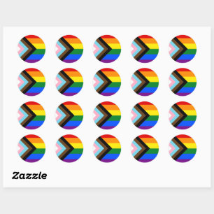 LGBTQ & Stolz - Regenbogen-Fortschrittsflagge Runder Aufkleber