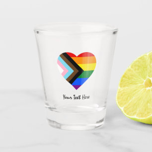 LGBTQ & Stolz - Regenbogen-Fortschrittsflagge Schnapsglas