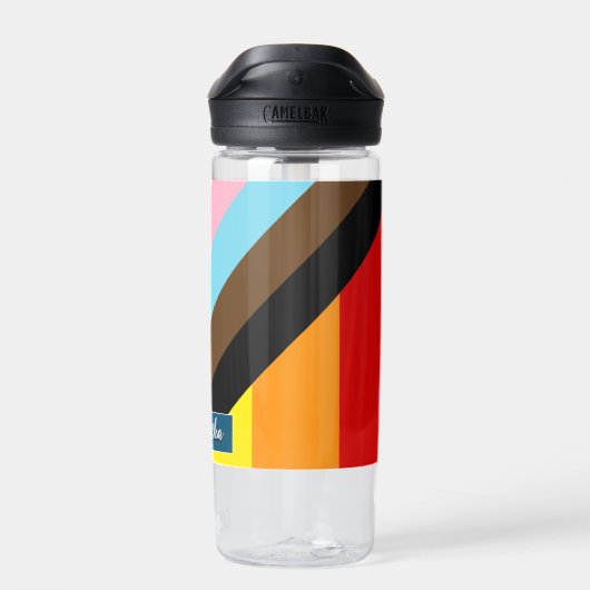 LGBTQ & Stolz - Regenbogen-Progress-Flag, Individu Trinkflasche (Rückseite)