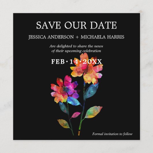 🌈 LGBTQ Termin vormerken Petals & Pride Save The Date (Vorderseite)