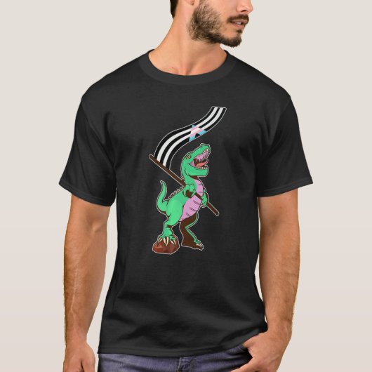 Lgbtq Trans Ally Pride Flag Lgbtqia+ Dinosaur Tra T-Shirt (Vorderseite)
