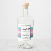 LGBTQ Trans Chic Modern White Wedding Glitzer Alkoholflaschenetikett (Vorderseite)