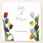 LGBTQ und Tulips-Blume Rechteckiger Pappuntersetzer (Vorderseite)