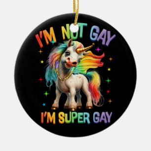 LGBTQ Unicorn Super Gay Pride LGBT Ally Rainbow Fl Keramik Ornament