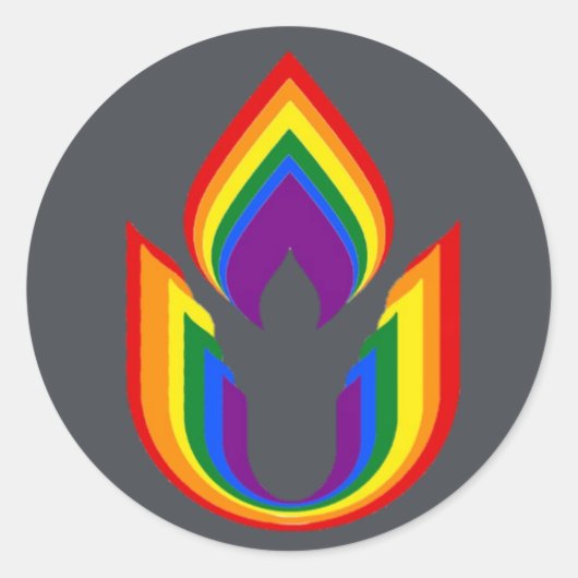 LGBTQ Unitarian Universalism flaming chalice Runder Aufkleber (Vorderseite)