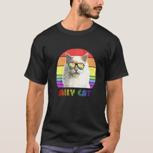 Lgbtq Verbündeter Katze Regenbogen Schwulen Stolz  T-Shirt