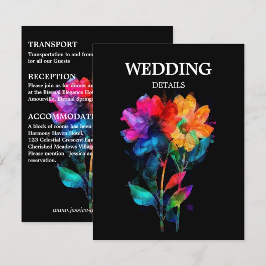 🌈 LGBTQ Wedding DETAILS Petals & Pride Begleitkarte (Vorne/Hinten)