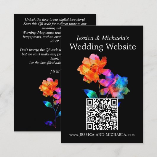 🌈 LGBTQ Wedding Website Address Petals & Pride  Begleitkarte (Vorne/Hinten)
