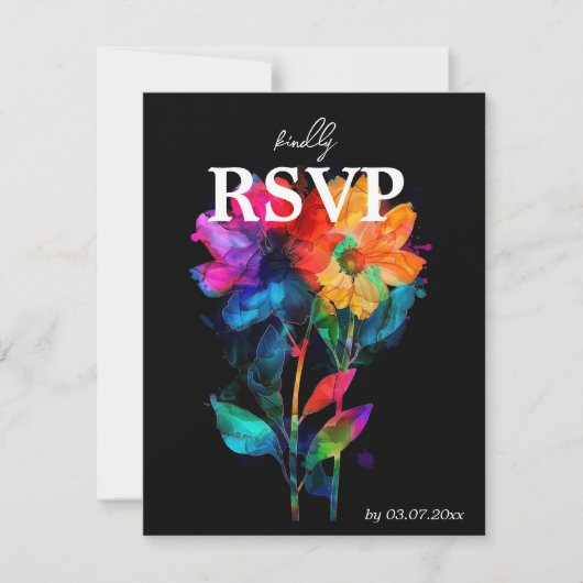 🌈 LGBTQ With menu and QR code Petals & Pride RSVP Karte (Vorderseite)