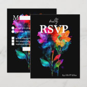 🌈 LGBTQ With menu and QR code Petals & Pride RSVP Karte (Vorne/Hinten)