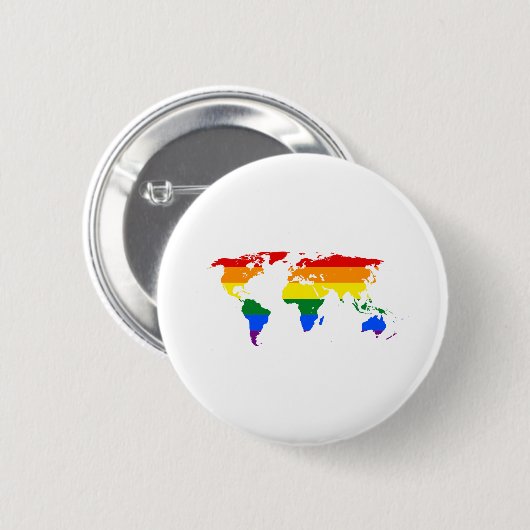 LGBTQ World Map Rainbow Button (Vorne & Hinten)