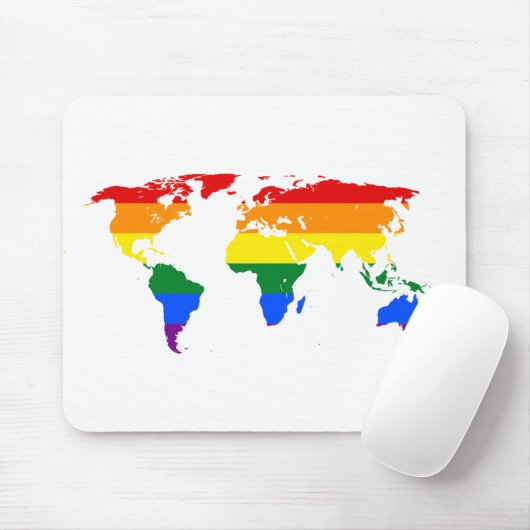 LGBTQ World Map Rainbow Mousepad (Mit Mouse)