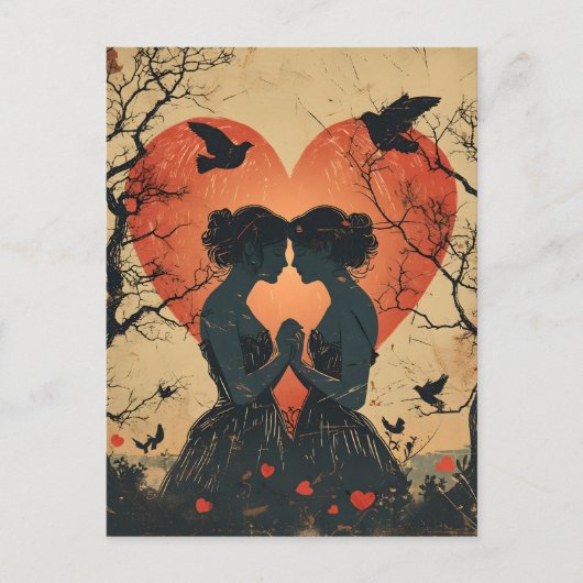 LGBTQ zum Vintagen Valentinstag Postkarte (Vorderseite)