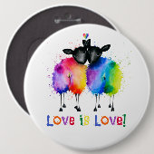 LGBTQ Zwei Regenbogenschafe Love Is Love  Button (Vorne & Hinten)