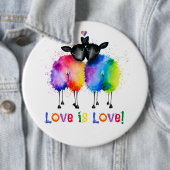LGBTQ Zwei Regenbogenschafe Love Is Love  Button (Beispiel)
