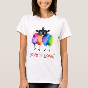  ~LGBTQ Zwei Regenbogenschafe Love Is Love  T-Shirt