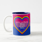 LGBTQAI Bisexuelles Flag mit Text Zweifarbige Tasse (Links)