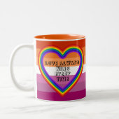 LGBTQAI Lesbische Flagge mit Text Zweifarbige Tasse (Links)