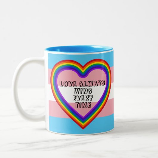 LGBTQAI-Transgender-Flag mit Text Zweifarbige Tasse (Links)