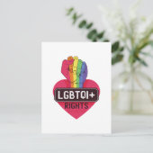 LGBTQI-Rechte: Regenbogenflagge Fist Pride März Postkarte (Stehend Vorderseite)