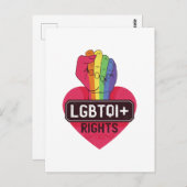 LGBTQI-Rechte: Regenbogenflagge Fist Pride März Postkarte (Vorne/Hinten)