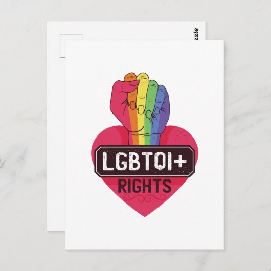 LGBTQI-Rechte: Regenbogenflagge Fist Pride März Postkarte (Vorne/Hinten)