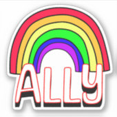 LGBTQIA+ Allegie | Niedlicher Rainbow Support Prix Aufkleber (Vorderseite)