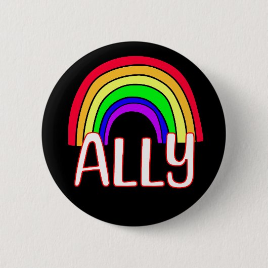 LGBTQIA+ Allegie | Niedlicher Regenbogen und Herzs Button (Vorderseite)