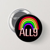 LGBTQIA+ Allegie | Niedlicher Regenbogen und Herzs Button (Vorne & Hinten)