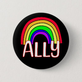 LGBTQIA+ Allegie | Niedlicher Regenbogen und Herzs Button