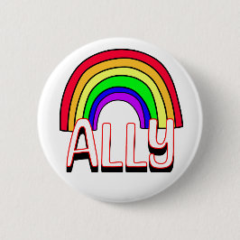 LGBTQIA+ Allegie | Niedlicher Regenbogen und Herzs Button