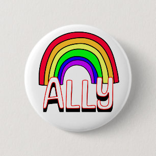 LGBTQIA+ Allegie   Niedlicher Regenbogen und Herzs Button