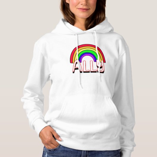 LGBTQIA+ Allegie | Niedlicher Regenbogen und Herzs Hoodie (Vorderseite)