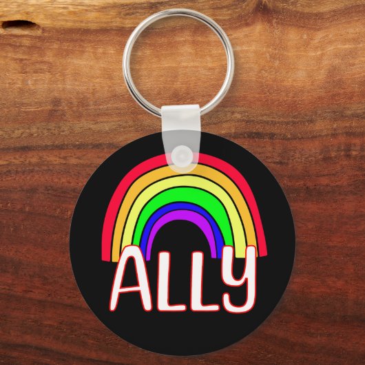 LGBTQIA+ Allegie | Niedlicher Regenbogen und Herzs Schlüsselanhänger (Vorderseite)
