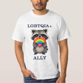 LGBTQIA+ Allegie | Raccoon mit Regenbogenherz T-Shirt