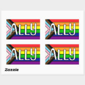 LGBTQIA+ Allegie | Regenbogenflagge Rechteckiger Aufkleber (Blatt)