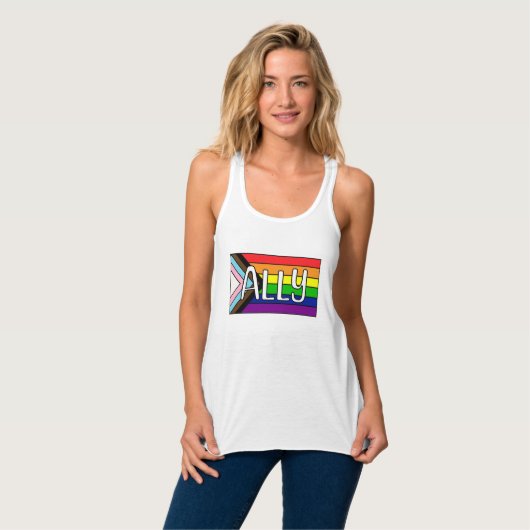 LGBTQIA+ Allegie | Regenbogenflagge Tank Top (Vorderseite Vollansicht)