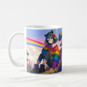 LGBTQIA+ Anime-Girl Lesbischer Prix Personalisiert Kaffeetasse