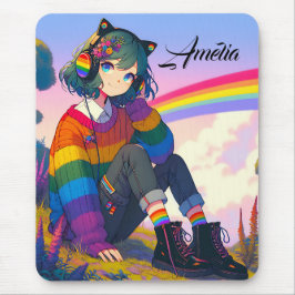LGBTQIA+ Anime-Girl Lesbischer Prix Personalisiert Mousepad