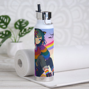 LGBTQIA+ Anime-Girl Lesbischer Prix Personalisiert Trinkflasche
